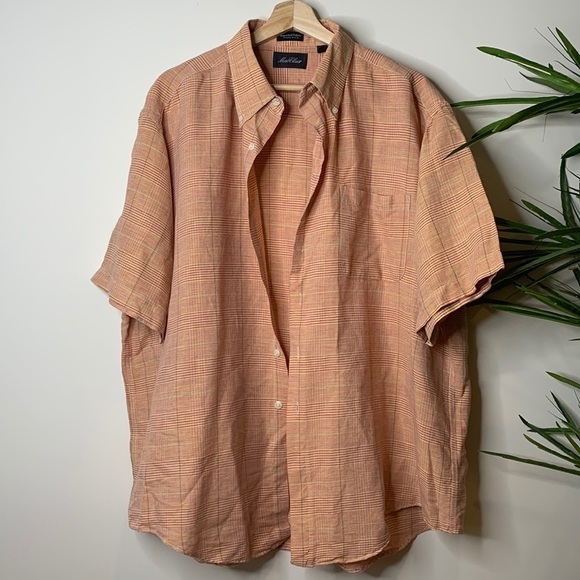 MacCluer | Linen Cotton Plaid Button Down Collared Short Sleeve Shirt XL - Picture 3 of 14